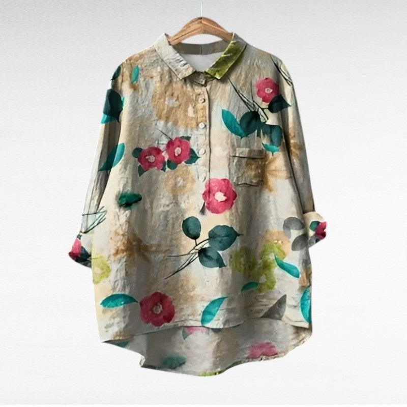 Women's classic floral collar blouse in assorted prints