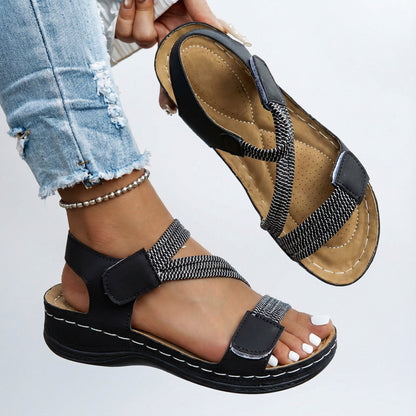 Kessoro women's adjustable strap orthopedic sandals in blue, black, white, pink and beige, for women