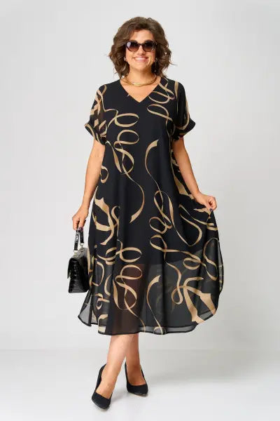 Kessoro women's cozy short sleeve relaxed fit dress in black