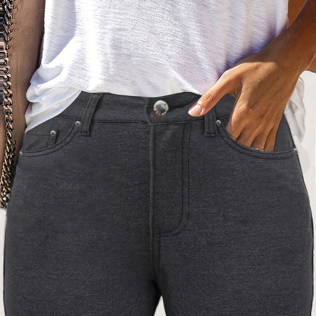 Kessoro women's high-waisted stretch skinny jeans shown in a range of denim and solid colourways