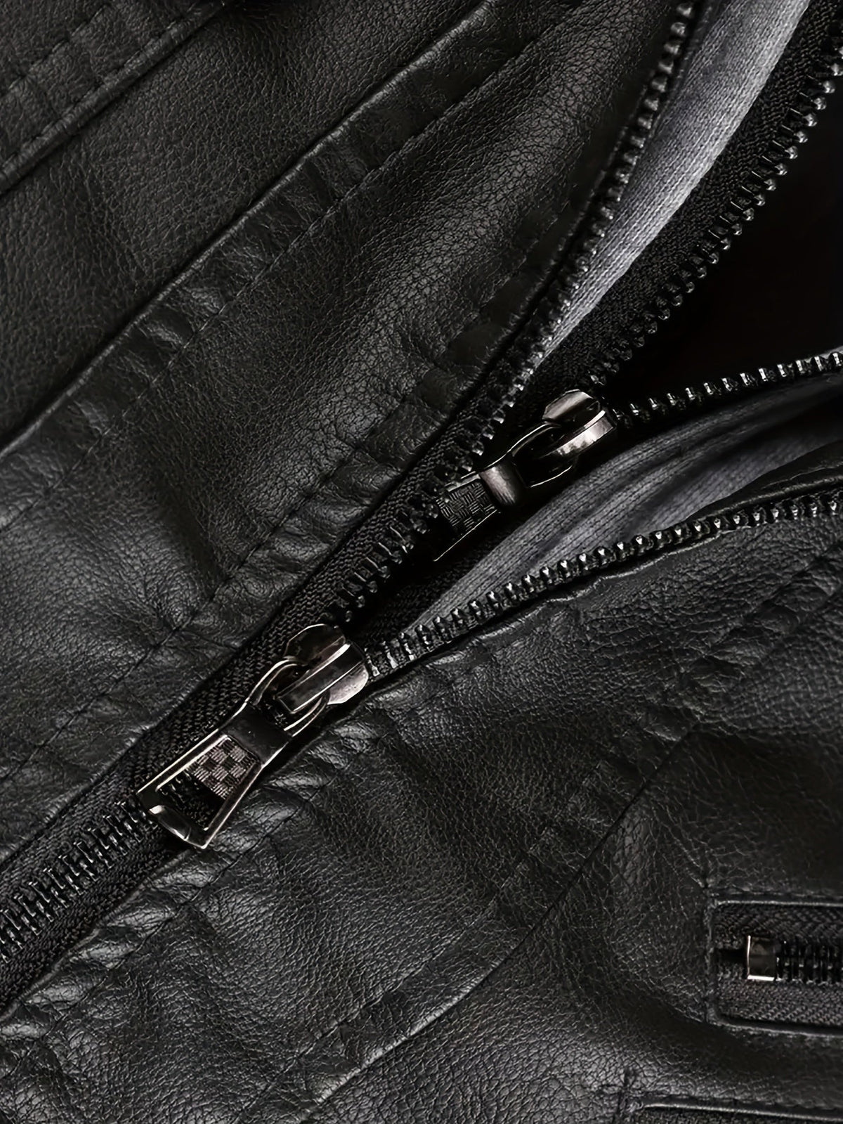 Kessoro men's hooded moto biker jacket in black, dark grey or coffee brown, view 8 of 30