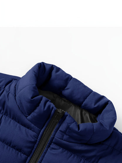 Kessoro Men's Quilted Stand-Collar Puffer Vest in military green and royal blue - men's apparel, view 14 of 19