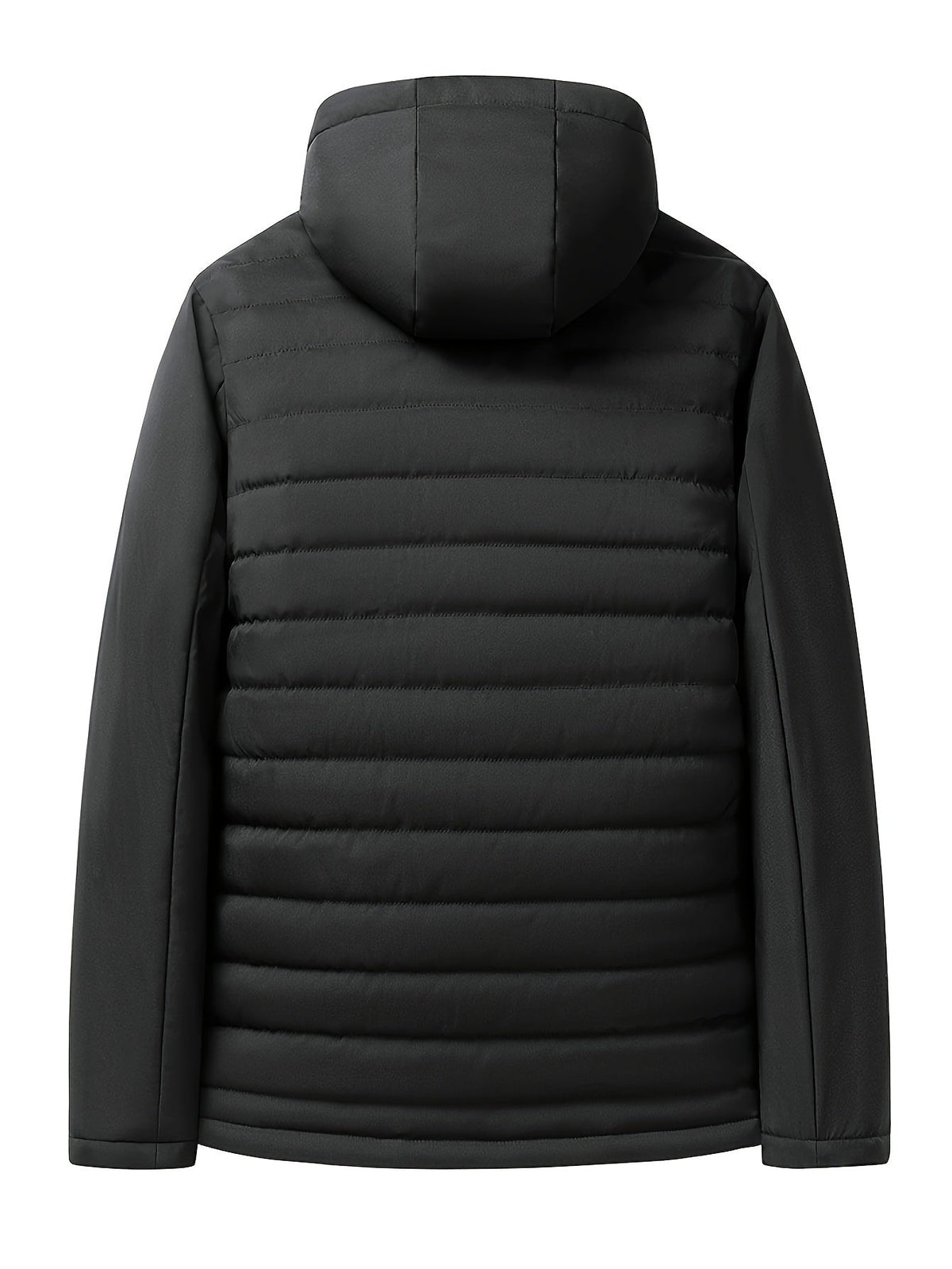 Kessoro men's hooded insulated quilted coat in black and grey - product view 3