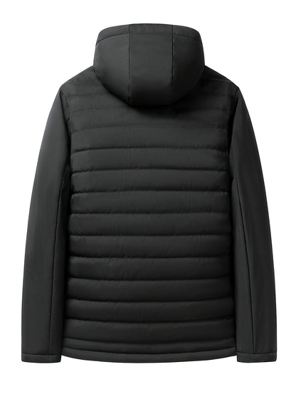 Kessoro men's hooded insulated quilted coat in black and grey - product view 3