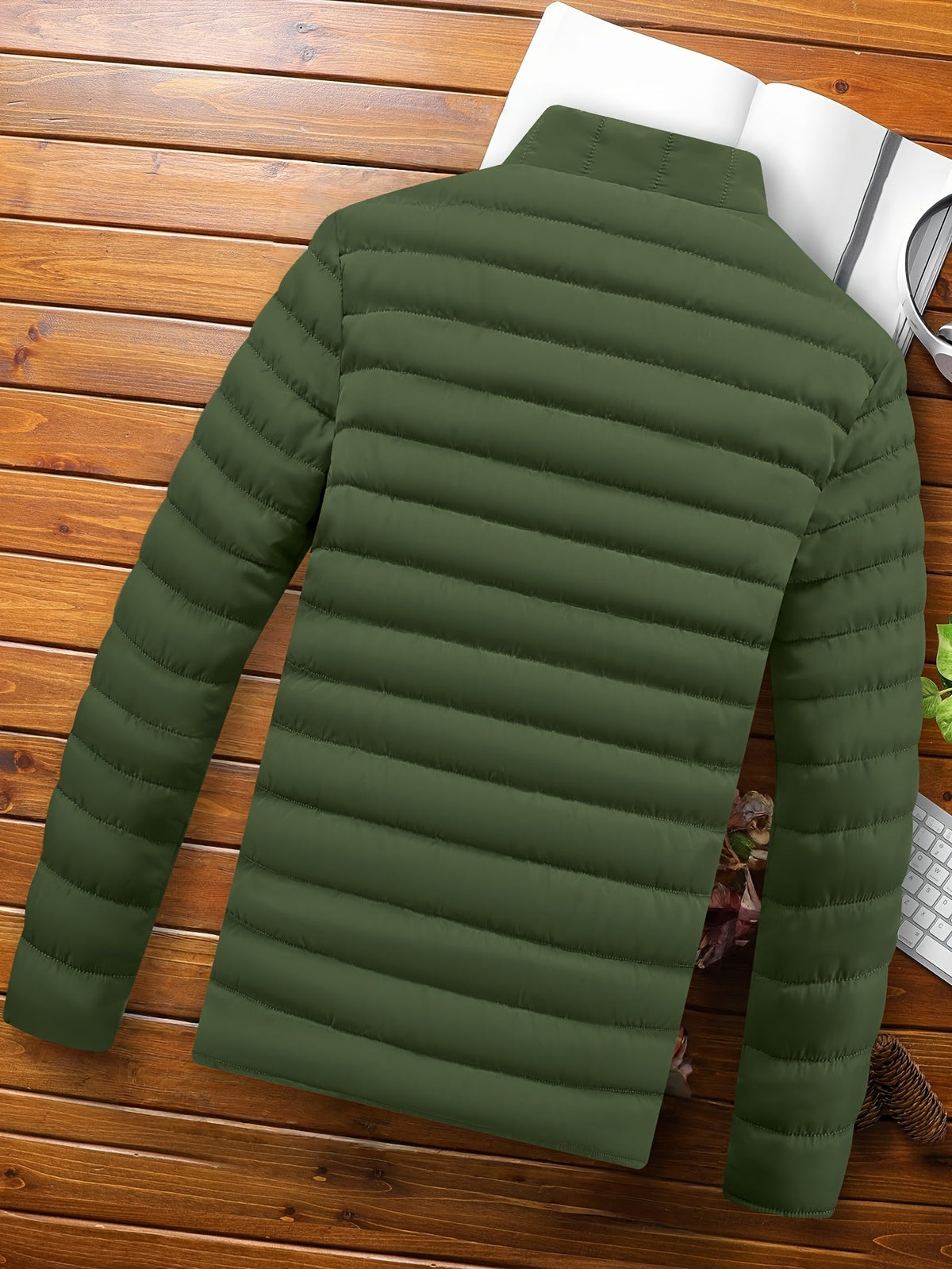Kessoro men's lightweight windproof quilted jacket in yellow, black and green - product view 23