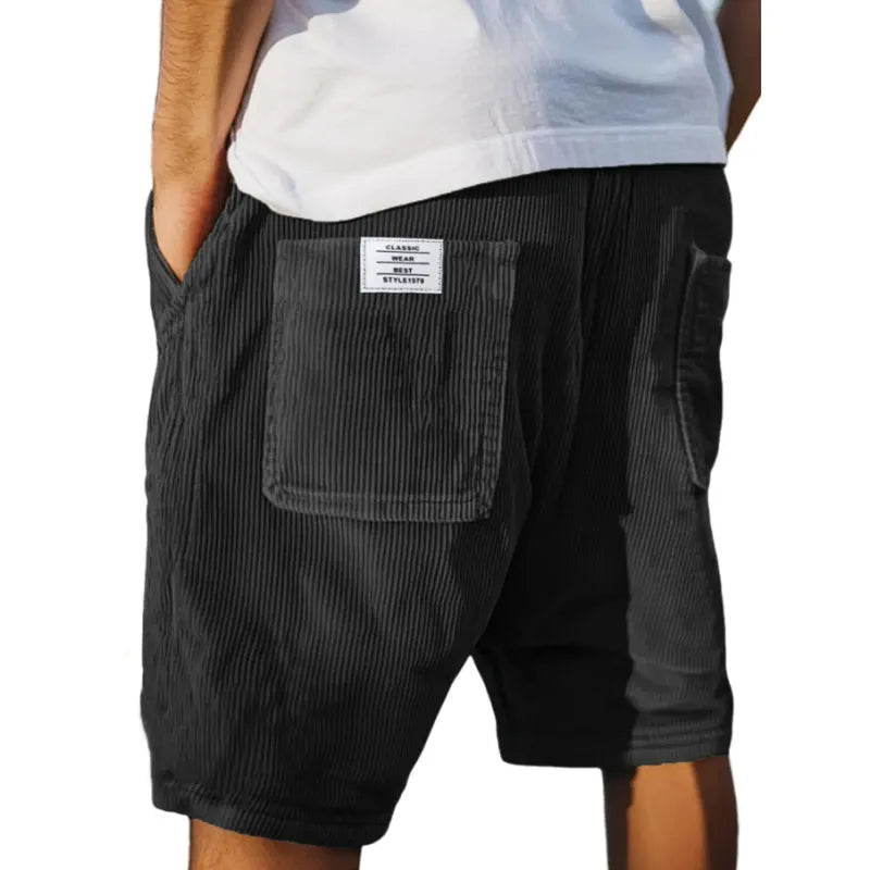 Men's relaxed fit textured casual shorts with clean pockets