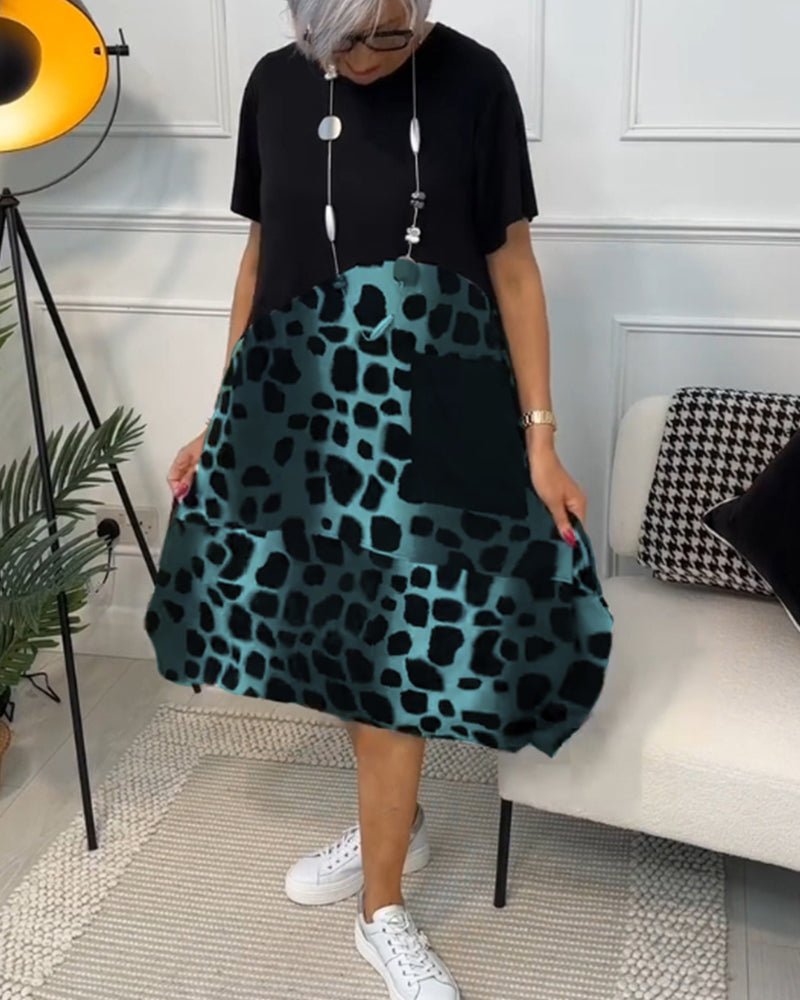 Women's fluid draped flowing midi dress in black, blue or green