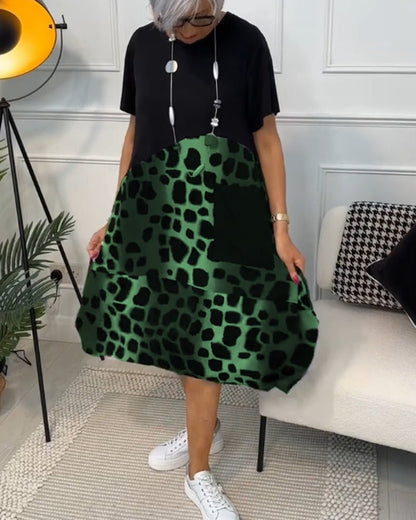 Women's fluid draped flowing midi dress in black, blue or green