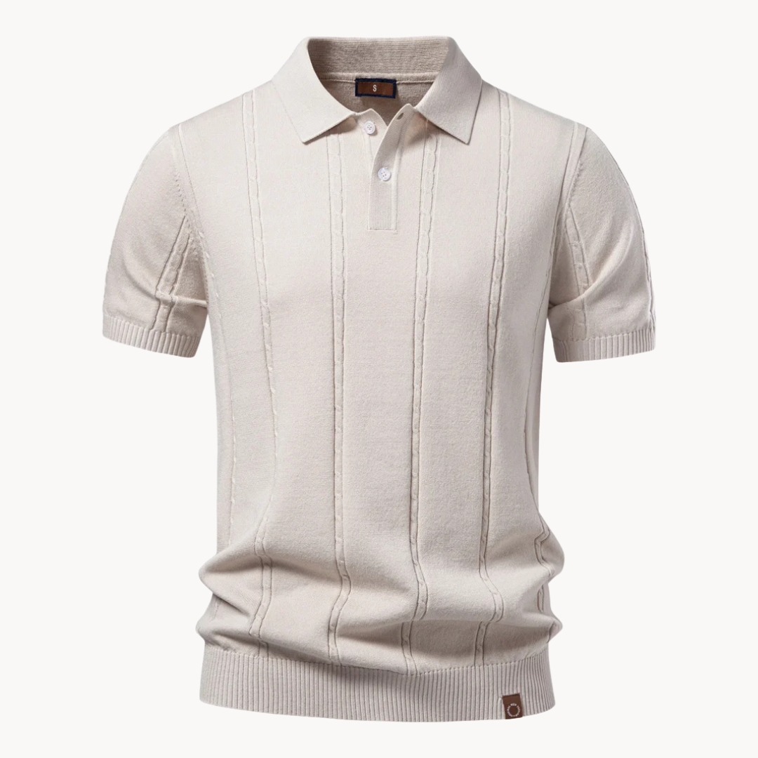 Kessoro men's linear rib viscose blend collar shirt in beige, blue and black, for men