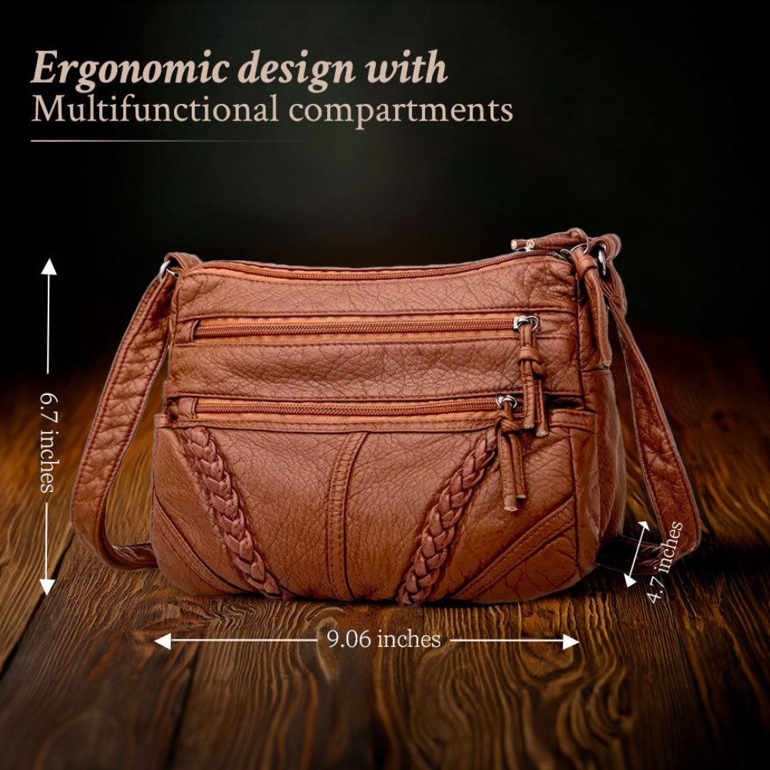 Kessoro women's retro micro-suede lined shoulder bag in brown and black