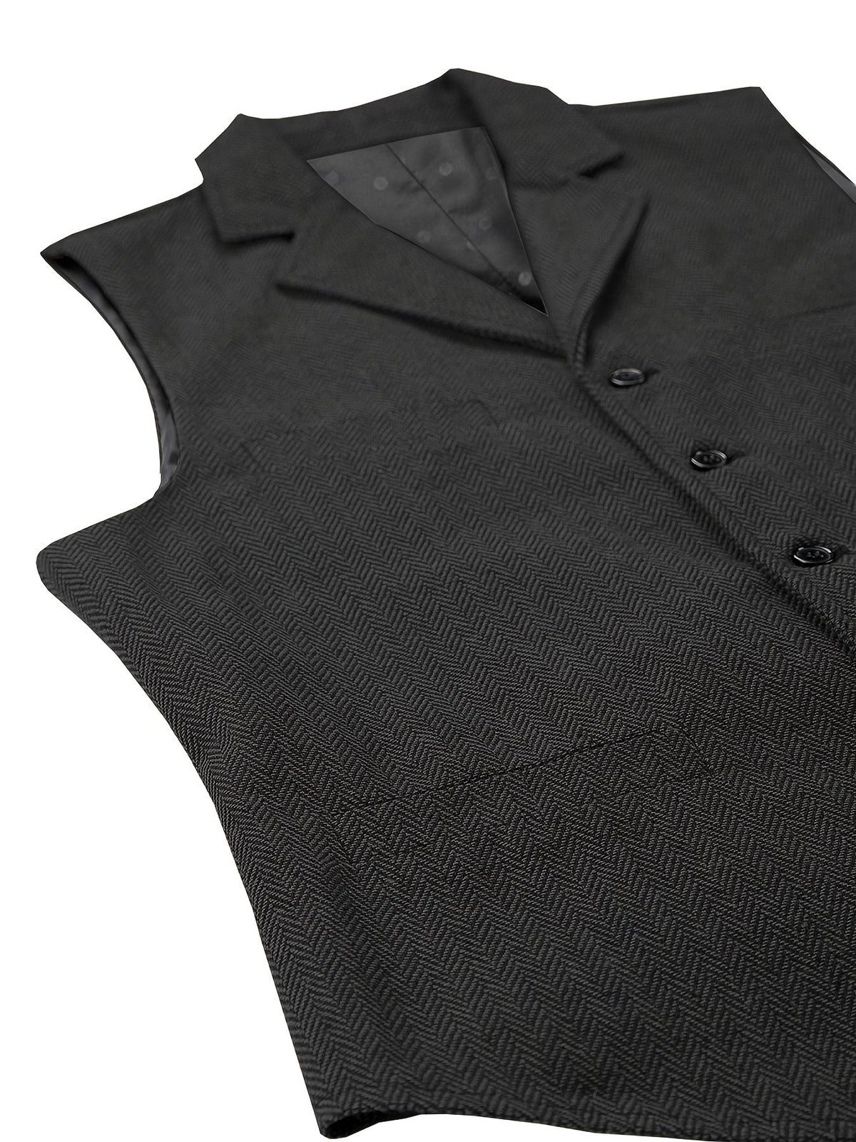 Kessoro Men's Refined Herringbone Tailored Waistcoat in black, coffee brown, royal blue, green and light brown - men's apparel, view 7 of 35