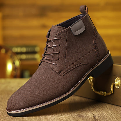 Kessoro men's lace-up cushioned ankle boots in black or light brown leather