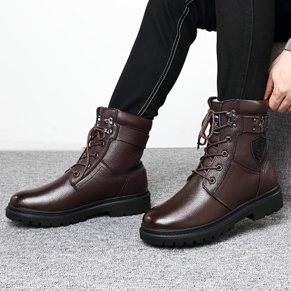 Kessoro men's insulated fleece-lined high-top cold-weather boots in black and brown