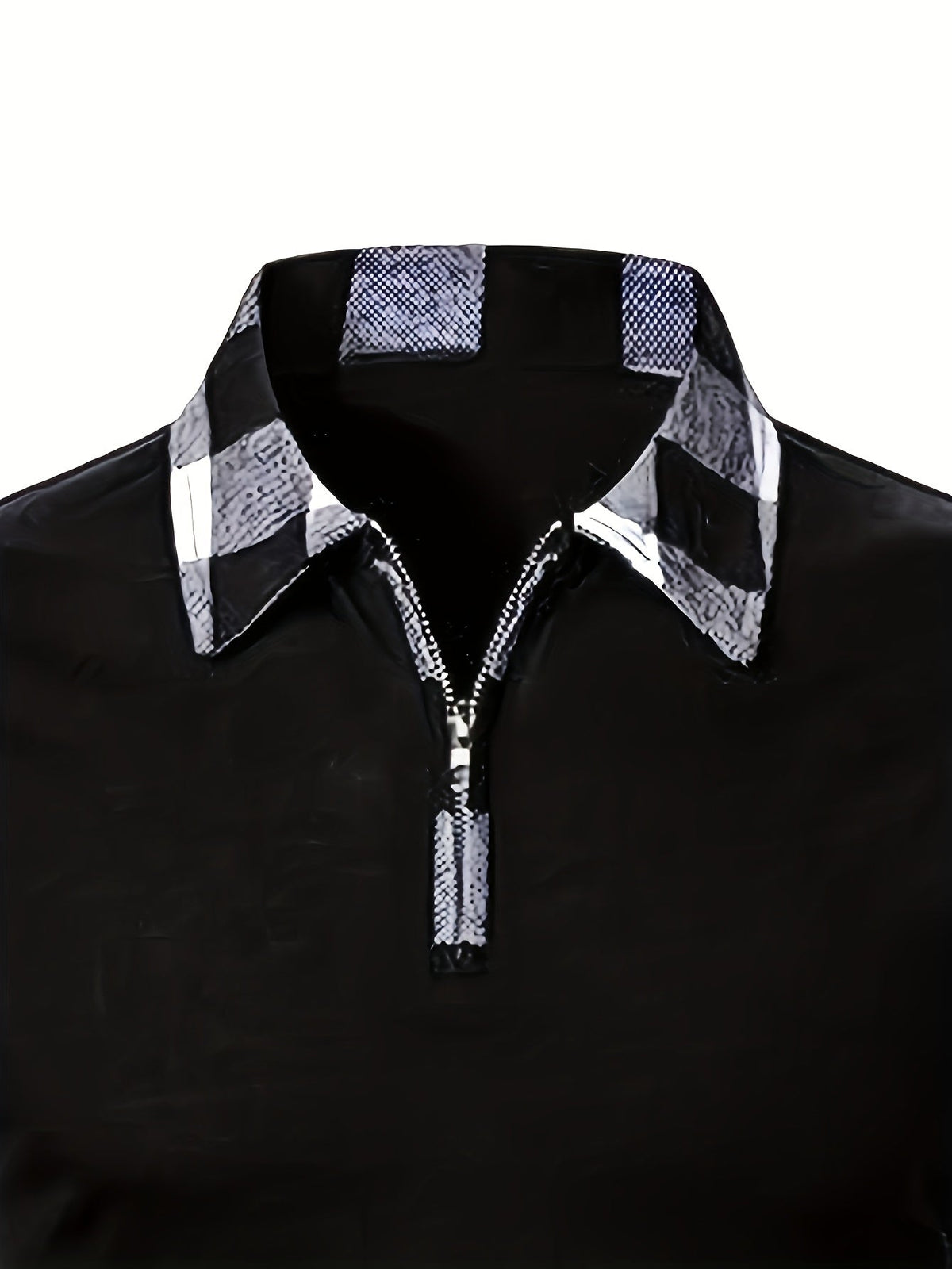 Kessoro men's half-zip contrast check collared shirt in mixed neutral and check colourways