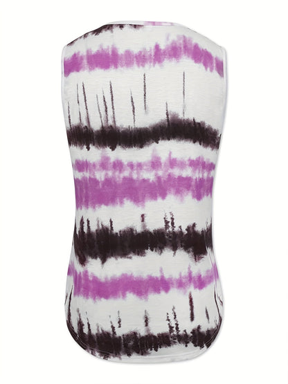 Women's flowy square-neck tank top in green, violet, vibrant blue and apricot — Kessoro, image 8 of 14