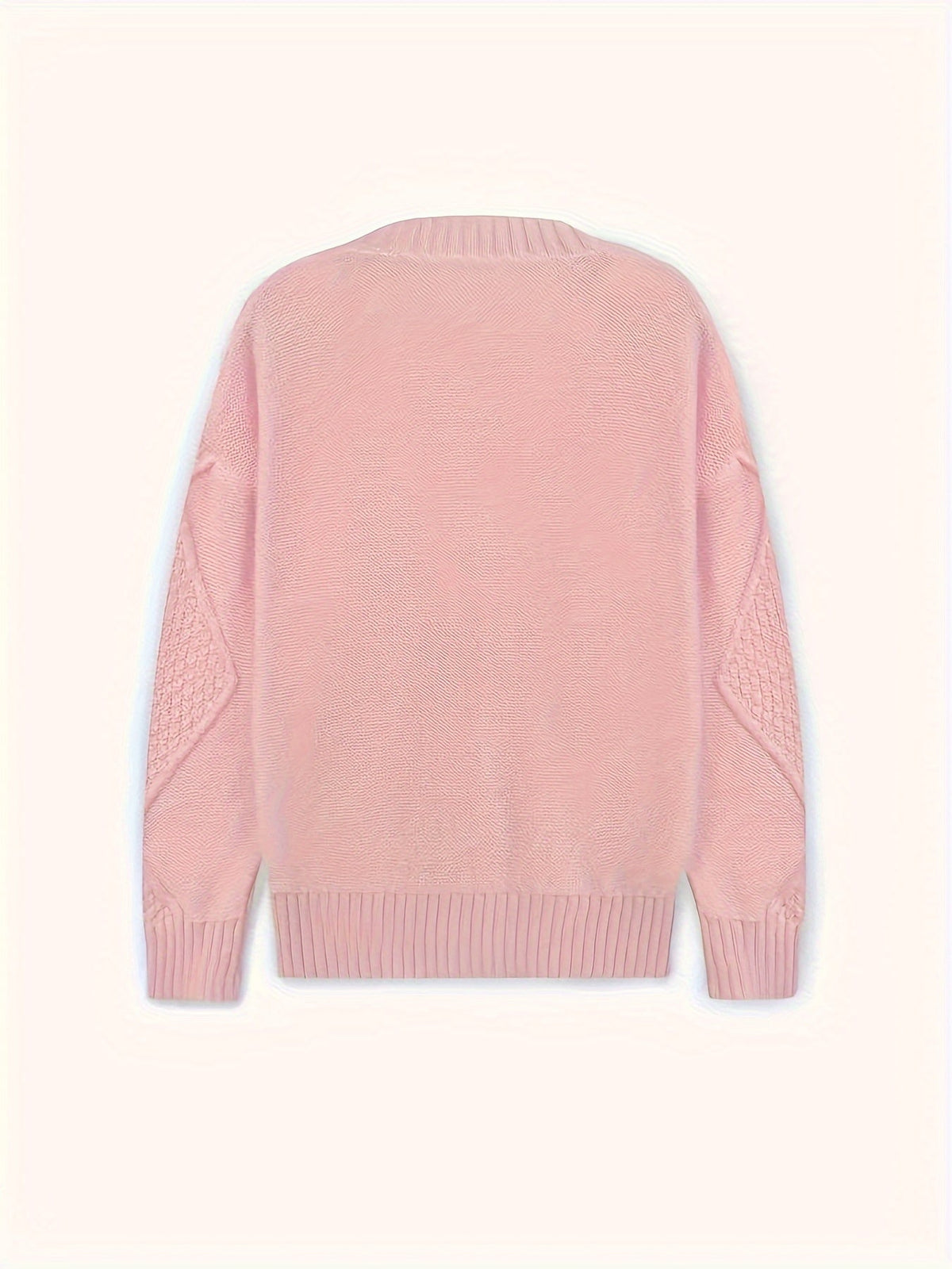 Kessoro women's cozy cable-knit button-front cardigan in pink and apricot