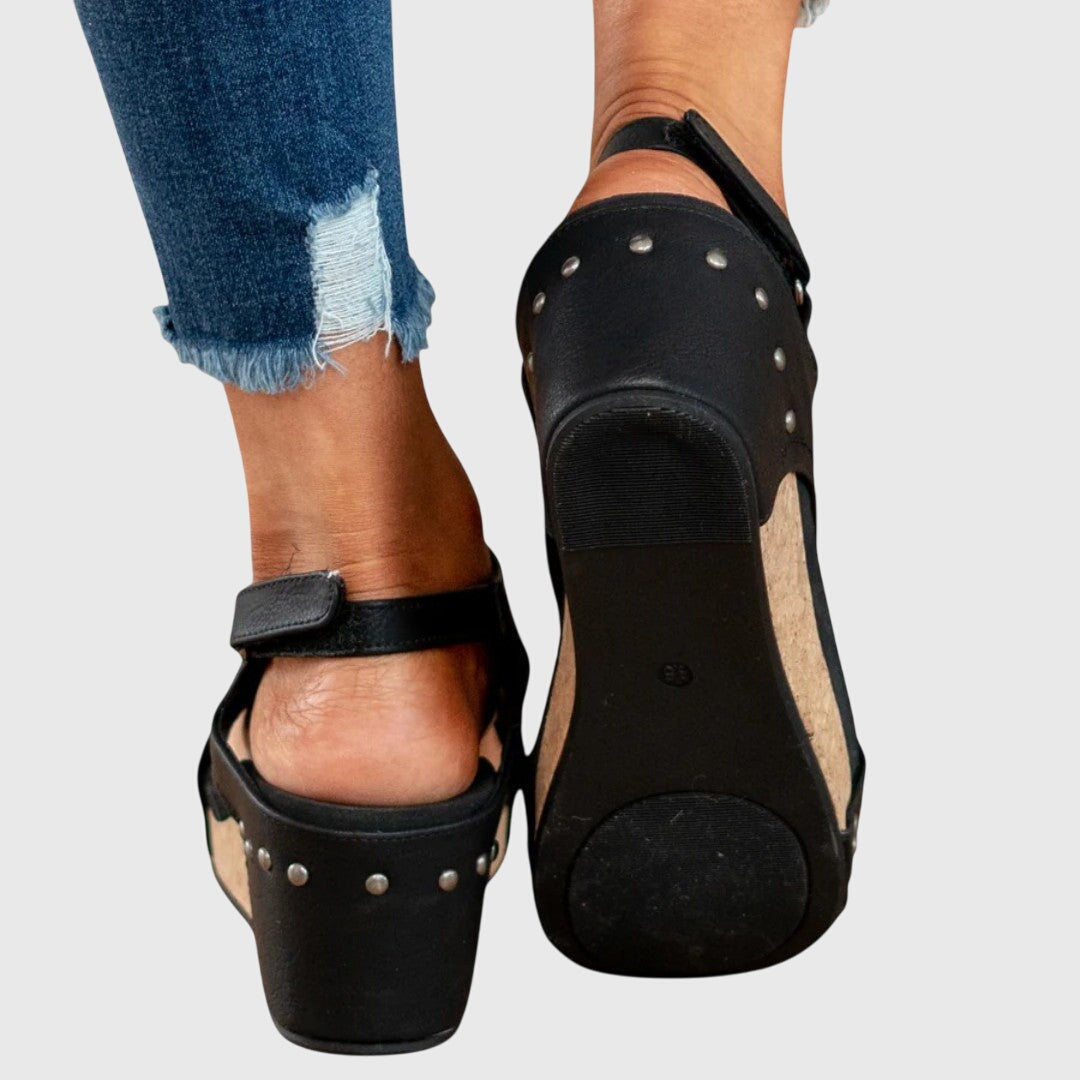 Kessoro women's open toe adjustable orthopedic wedge sandals in beige, black and brown