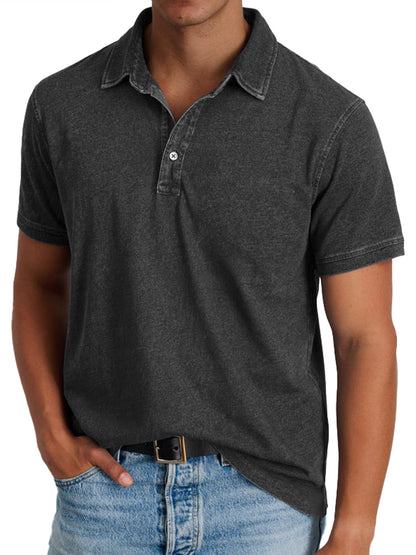 Men's heritage collar short sleeve polo shirt in a ten-colour range, shown for menswear styling