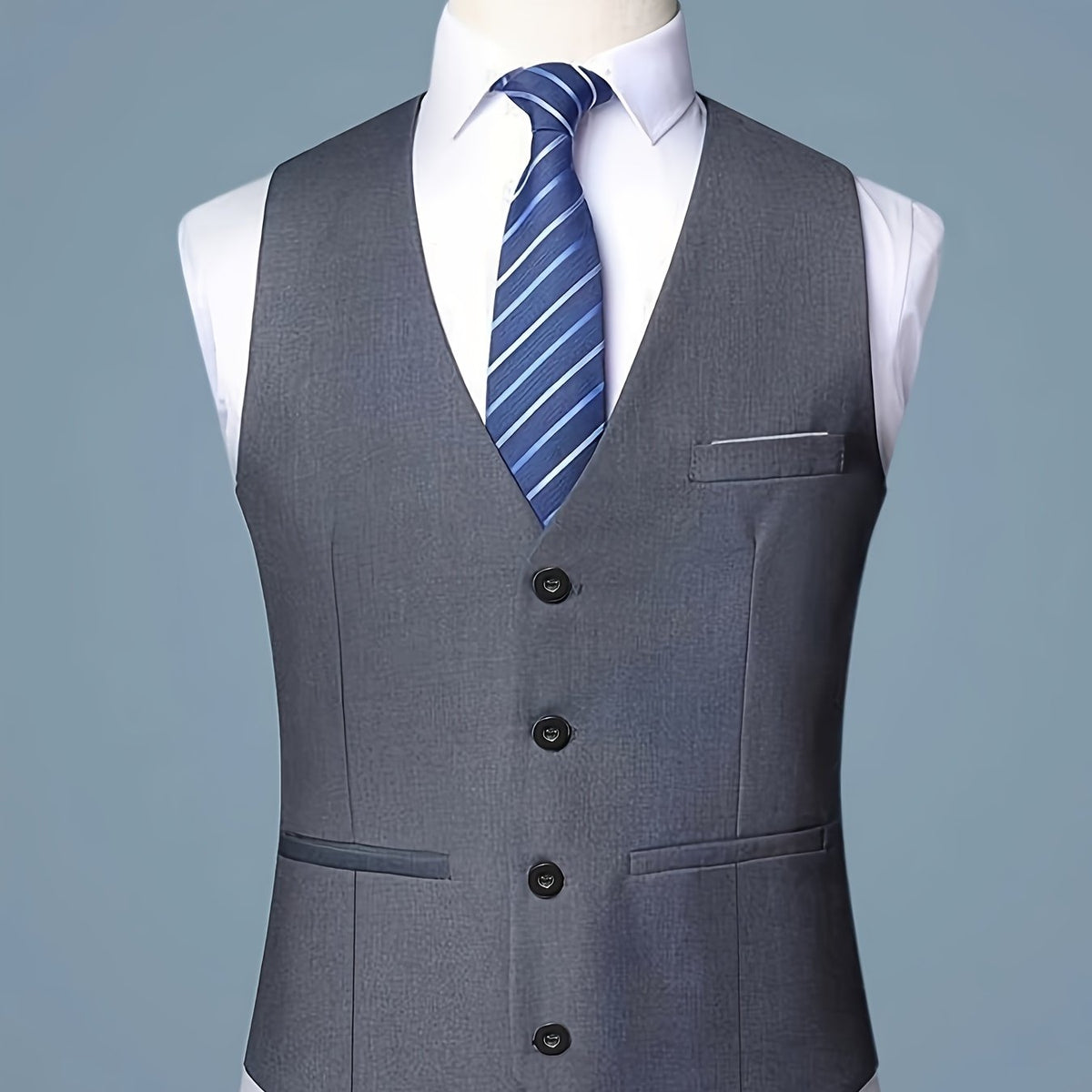 Kessoro Men's Tailored Slim-Fit V-Neck Suit Vest in grey - men's apparel, view 1 of 5