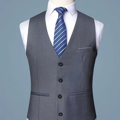 Kessoro Men's Tailored Slim-Fit V-Neck Suit Vest in grey - men's apparel, view 1 of 5