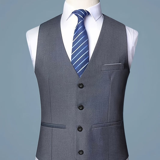 Kessoro Men's Tailored Slim-Fit V-Neck Suit Vest in grey - men's apparel, view 1 of 5