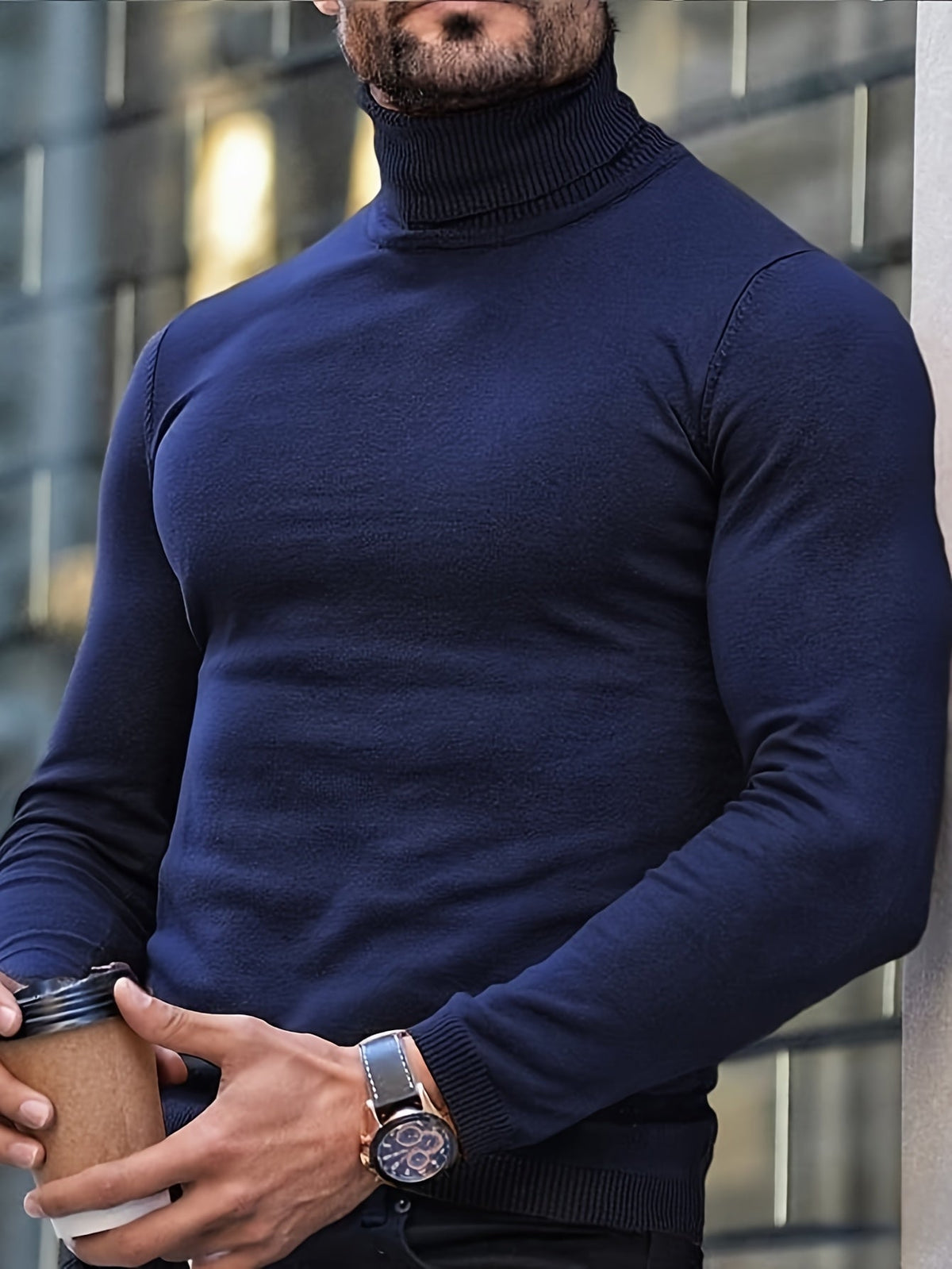 Kessoro women's high-neck turtleneck top in navy, black or burgundy, view 2 of 18