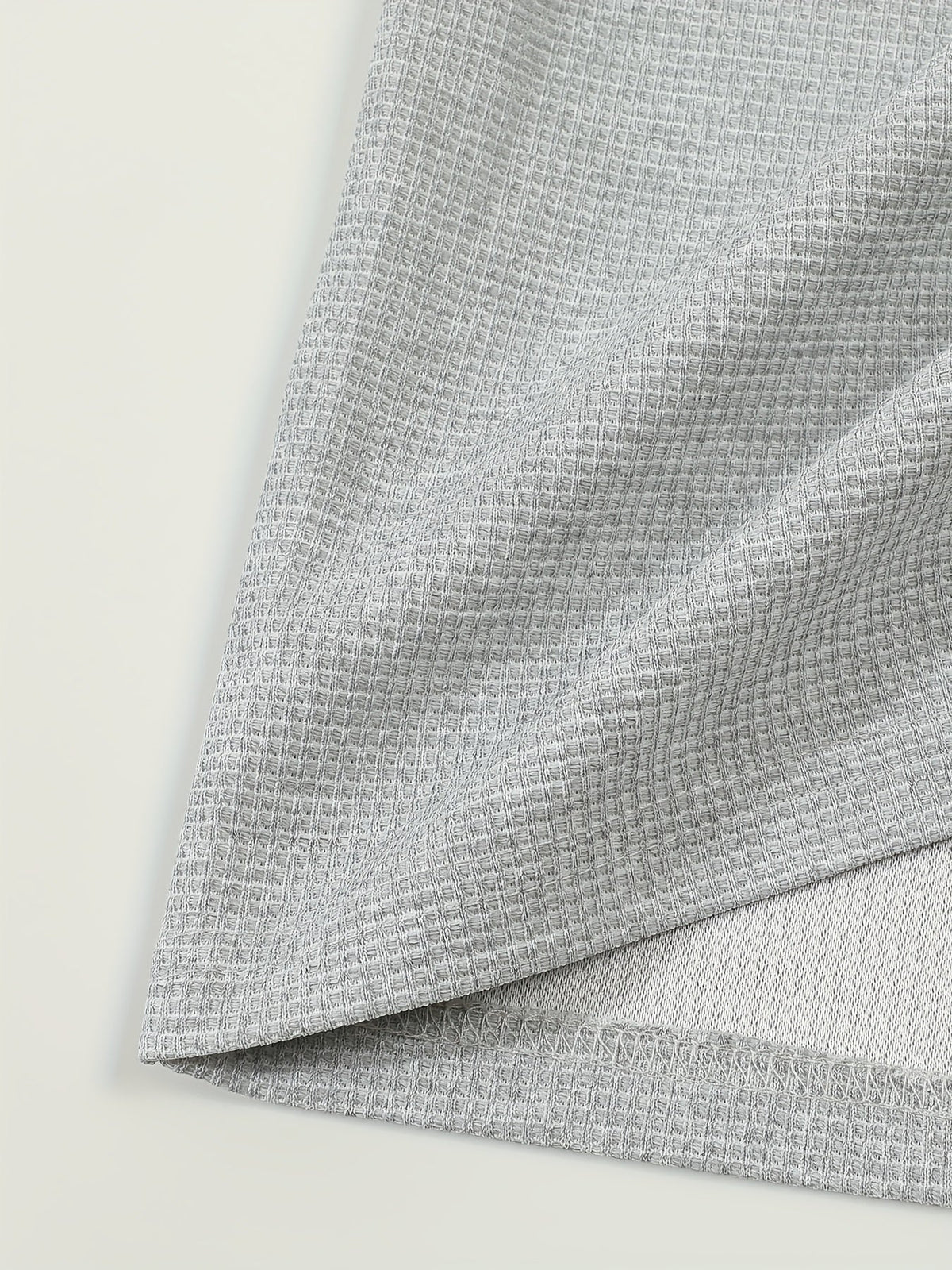 Men's textured long sleeve henley shirt in khaki, white, black, grey and burgundy, colour option 3 detail view