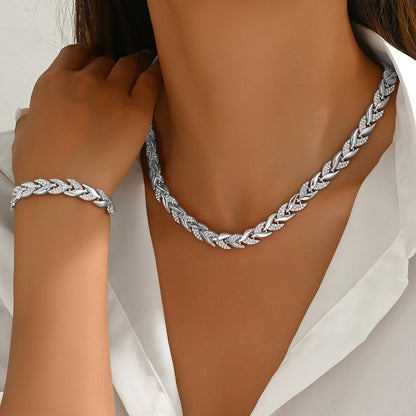 Kessoro women's rose gold and silver necklace and bracelet jewelry set