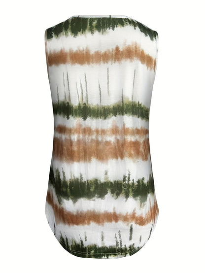 Women's flowy square-neck tank top in green, violet, vibrant blue and apricot — Kessoro, image 7 of 14