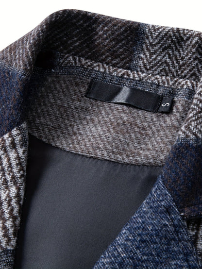 Kessoro Men's Patchwork Notch Lapel Tailored Waistcoat in grey, wine red, blue, navy and orange - men's apparel, view 24 of 31