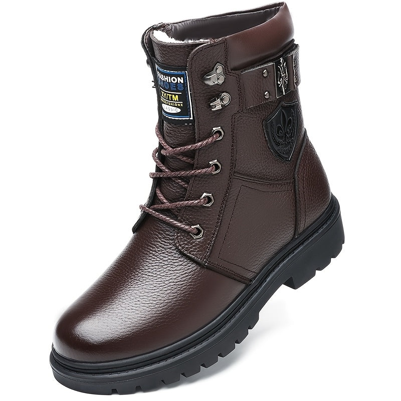 Kessoro men's insulated fleece-lined high-top cold-weather boots in black and brown
