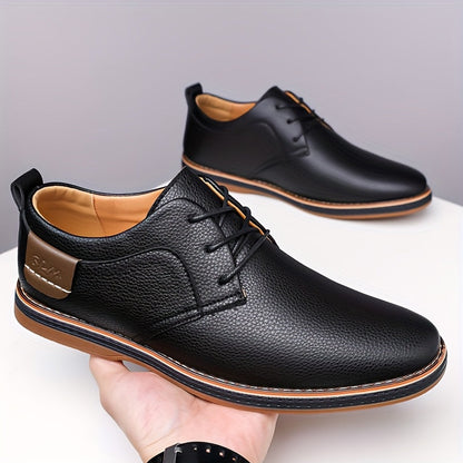 Men's classic leather-look lace-up derby shoes in brown and black, view 12