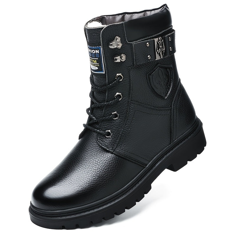 Kessoro men's insulated fleece-lined high-top cold-weather boots in black and brown