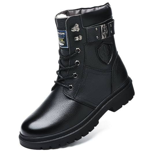 Kessoro men's insulated fleece-lined high-top cold-weather boots in black and brown