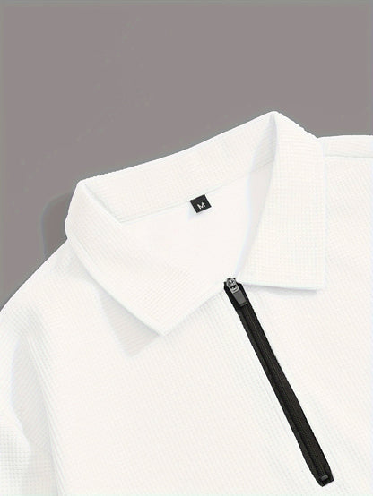 Kessoro Men's Waffle-Knit Two-Piece Outfit Set in white and black, image 4 of 21.