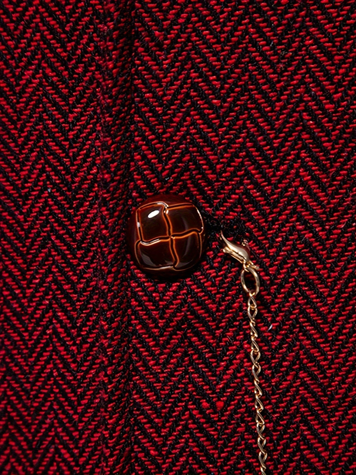 Kessoro men's herringbone single-breasted suit vest in burgundy, worn over a dress shirt