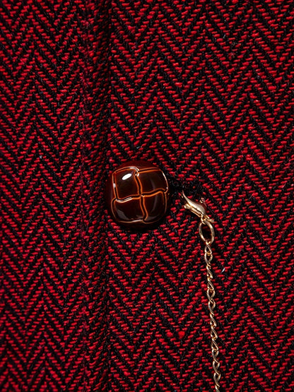 Kessoro men's herringbone single-breasted suit vest in burgundy, worn over a dress shirt