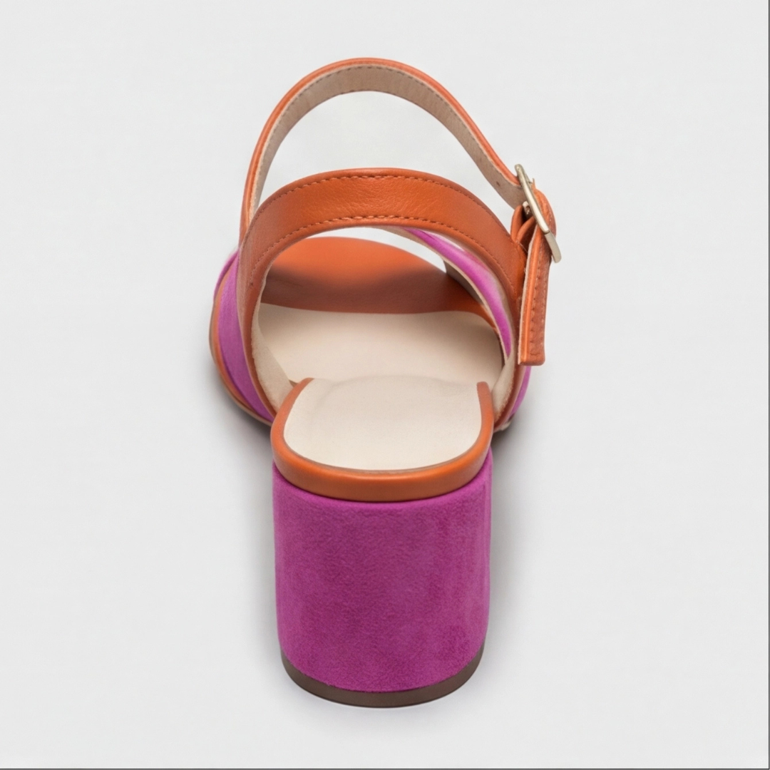 Women's pink colorblock chunky cushioned heels