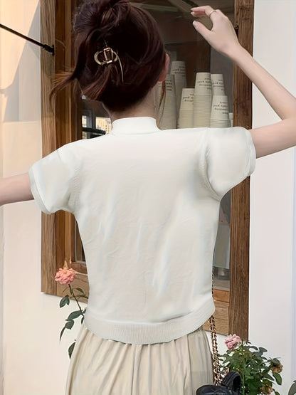Kessoro women's short-sleeve mock-neck top in one of five colourways, view 8 of 29