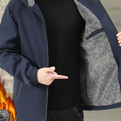 Kessoro men's fleece-lined full-zip hooded jacket in black and navy