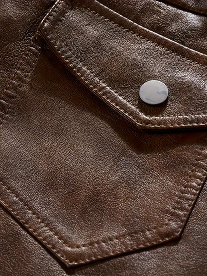 Kessoro men's hooded moto biker jacket in black, dark grey or coffee brown, view 28 of 30