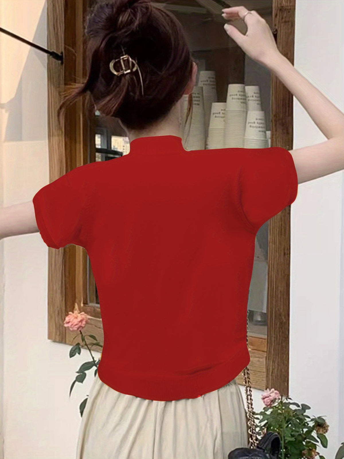 Kessoro women's short-sleeve mock-neck top in one of five colourways, view 28 of 29