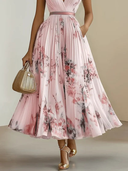 Kessoro women's sleeveless V-neck long wrap dress in pastel and jewel colourways
