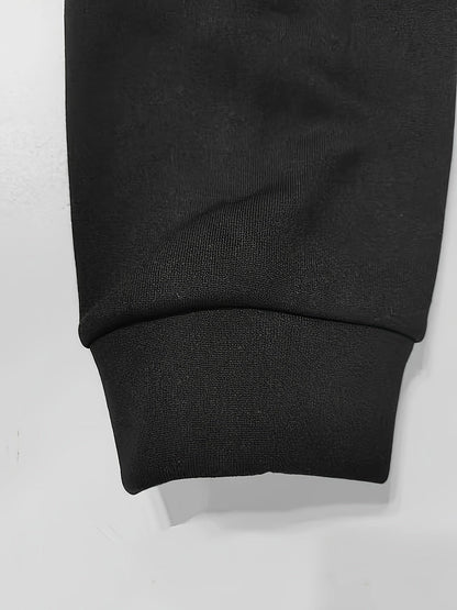 Men's utility quarter-zip hoodie in black, navy, khaki and burgundy with pocket detail, back view