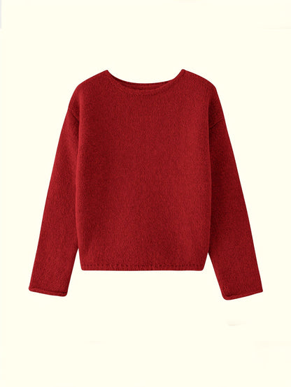 Kessoro women's relaxed loose-fit crew neck sweater in pink, black, burgundy, green and grey – view 6