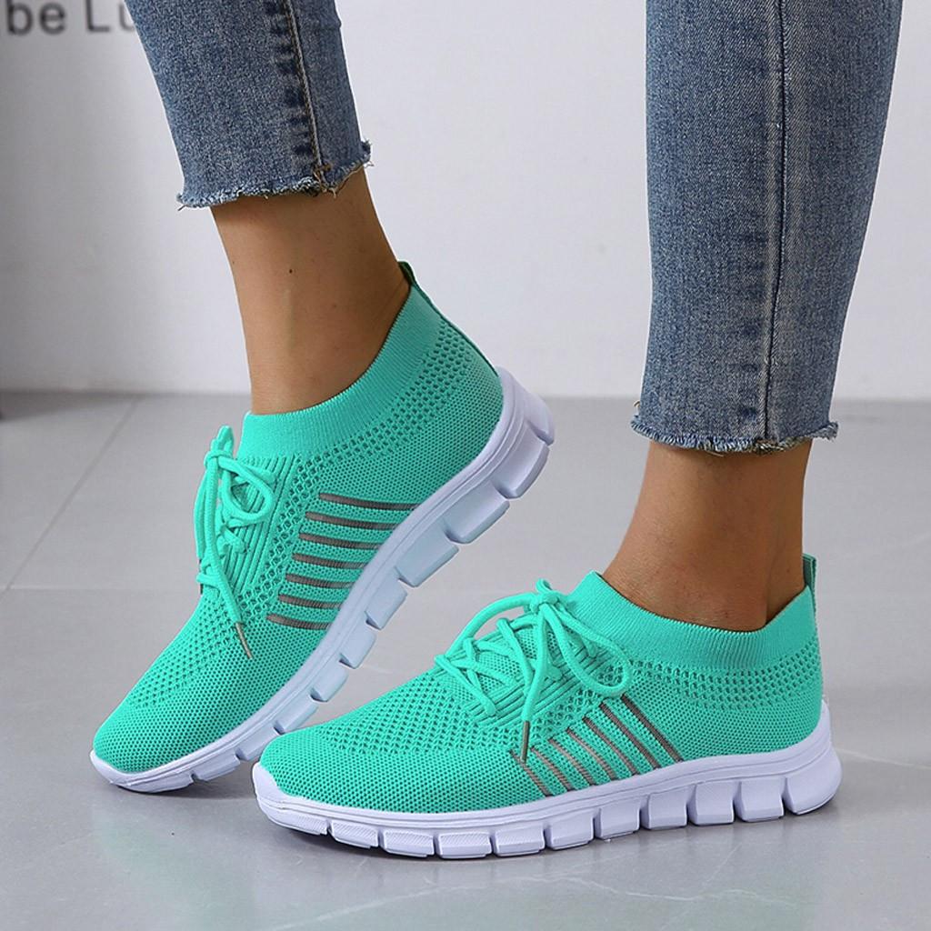 Kessoro Women's Lightweight Cushioned Everyday Sneakers in turquoise, pink, red and other colourways — flat lay product shot