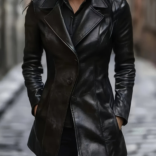 Kessoro women's tailored mid-length coat in black, view 1 of 7