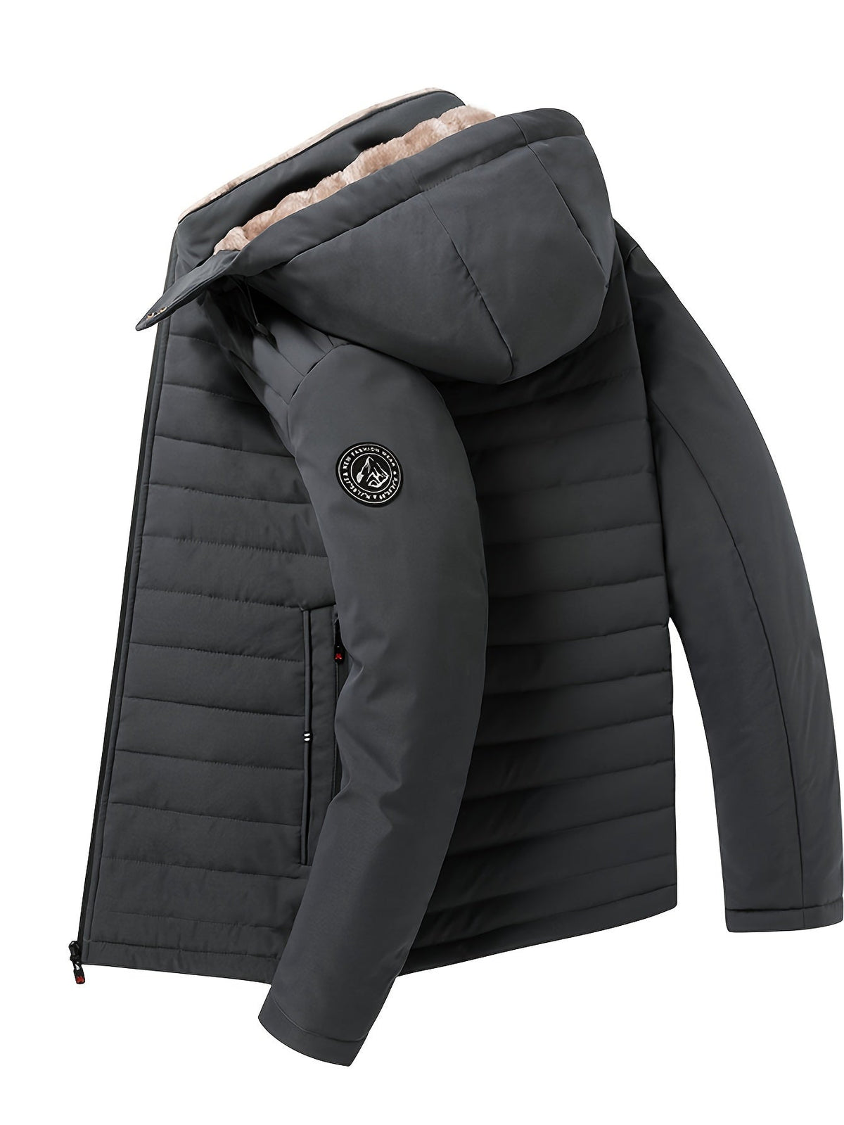 Kessoro men's hooded insulated quilted coat in black and grey - product view 13