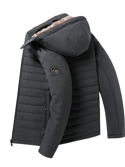 Kessoro men's hooded insulated quilted coat in black and grey - product view 13