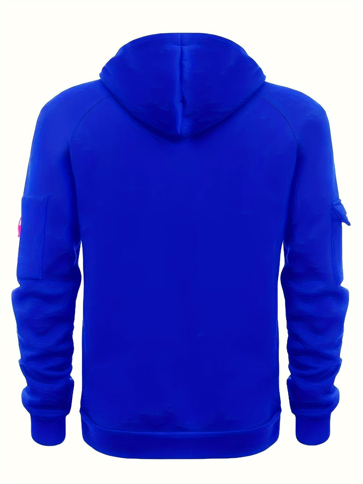 Men's utility quarter-zip hoodie in black, navy, khaki and burgundy with pocket detail, colour option 1 side view